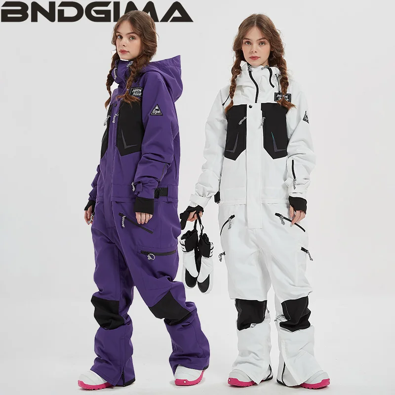 BNDGIMA 매우 두꺼운 여성용 스키 바지, 스트레이트 전체 작업복, 겨울 ..