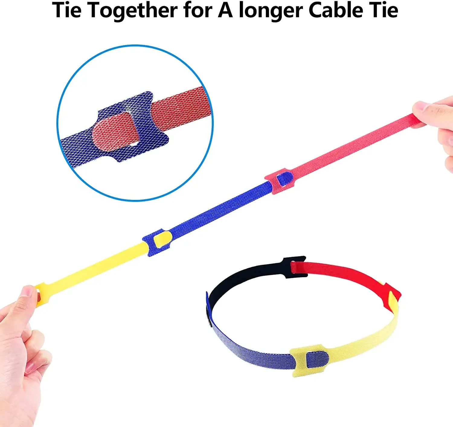 Cable Ties 100 Cable Ties T-Buckle Strap Nylon Ring Strap Black Back-to-Back Data Cable Self-Adhesive Management Ties