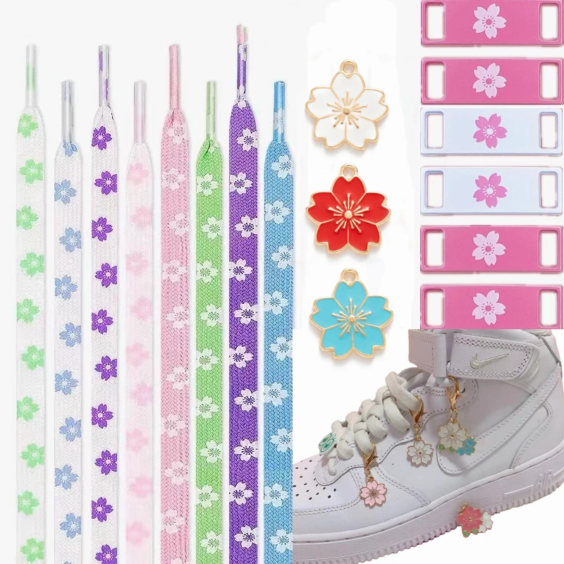 

Sakura Shoelaces Shoe Buckle Pendant Metal Plate Flat Shoe Laces High-top Canvas Sneakers Shoelace AF1 Laces Shoe Strings