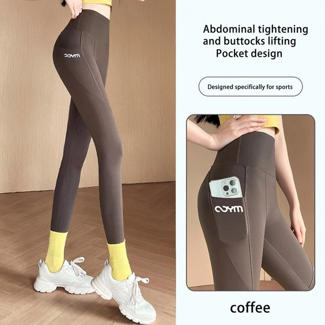 Solid Seamless Leggings With Pocket Women Soft Workout Tights