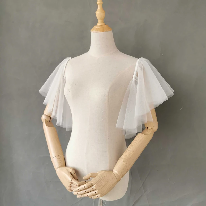 Wedding Dress Sleeve Wedding Dress Seperatel Short Sleeve Tulle Bridal Jacket arm sleeve Elegant detachable sleeves Strapless sleeve