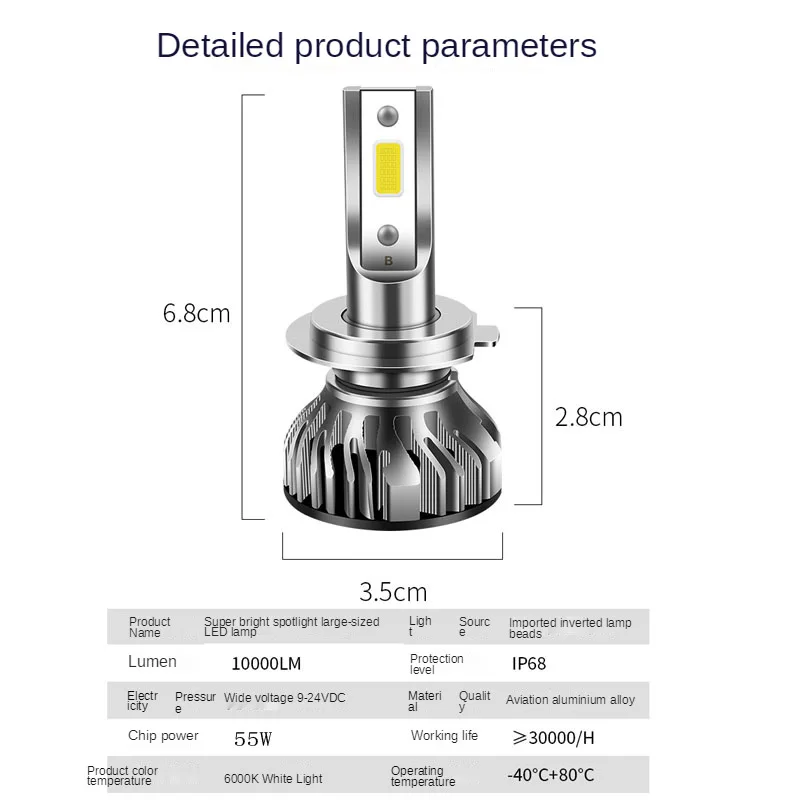 

2 шт., Автомобильные светодиодные лампы H11 H7 H4 H1 H3 H8 9005 HB3 9006 HB4 55 Вт 12 в 6000k