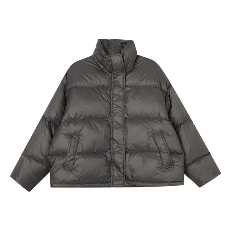 Short Down Coat Women Stand Collar Jackets 90% White Duck Thick Winter Loose Coats Khaki Apricot Overcoats Warm Clothes Ladies