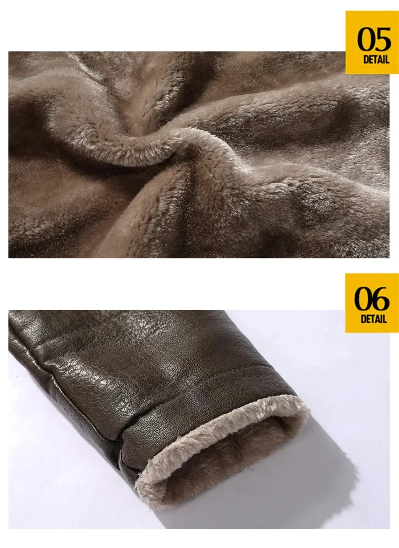Description Picture 6 of itemWinter Thick Velvet Leather Coats Men Fur Thicken Parka Jaqueta Masculina Windbreaker Plush Parkas Plus Size 4XL Trench Jackets