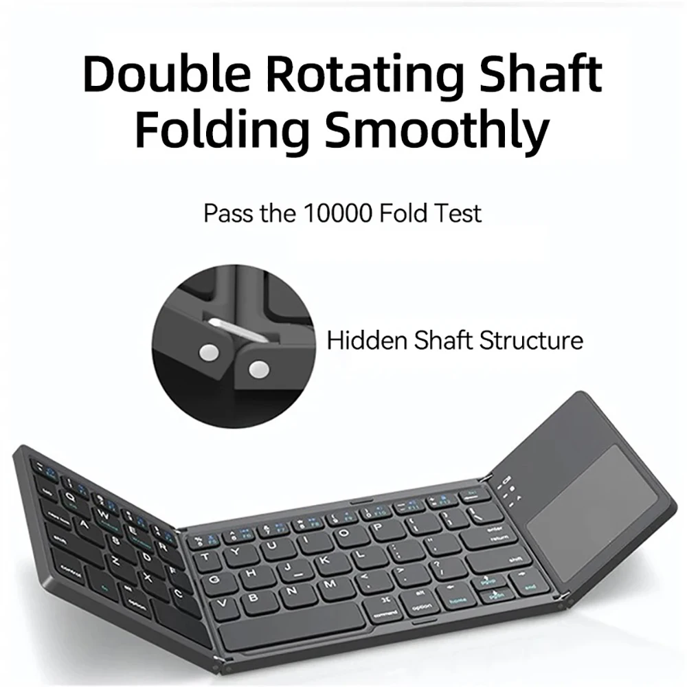 Mini Teclado sem Fio Dobrável com Touchpad Bluetooth Portátil Universal Windows Android Ios Tablet Ipad - Imagem 6