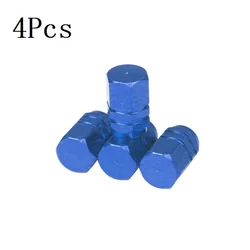10-Pack Aluminum Tire Valve Caps - Waterproof Dust Covers for Car & Motorcycle Wheels (Blue 4pcs)