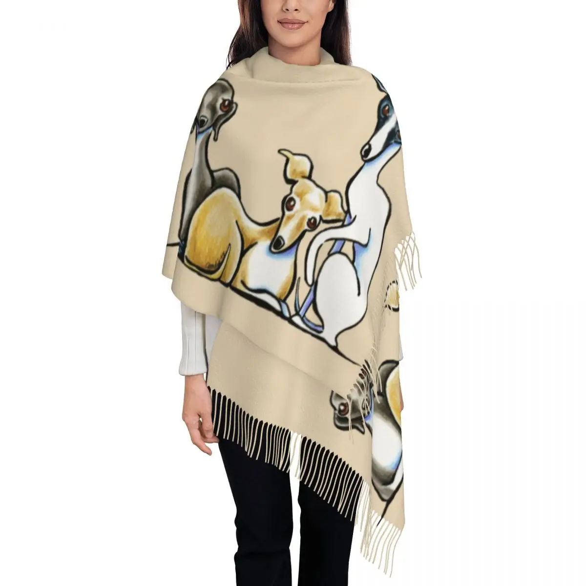 

Italian Greyhound Trio Shawl Wraps Womens Winter Warm Large Long Scarf Greyhound Whippet Lurcher Dog Pashminas Shawl Scarves