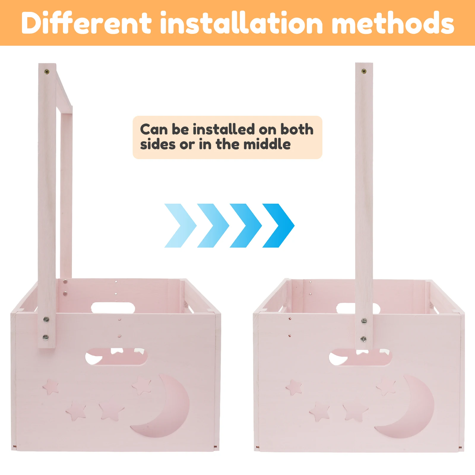 Wood Baby Shower Storage Basket Portable Newborn Baby Basket Decorative Baby Storage Crate with Handle for Boys Girls New Parent 2