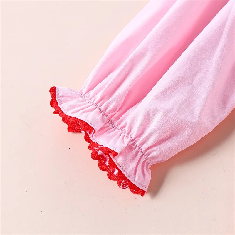 Girls' Valentine's Heart Print Ruffle Dress 2