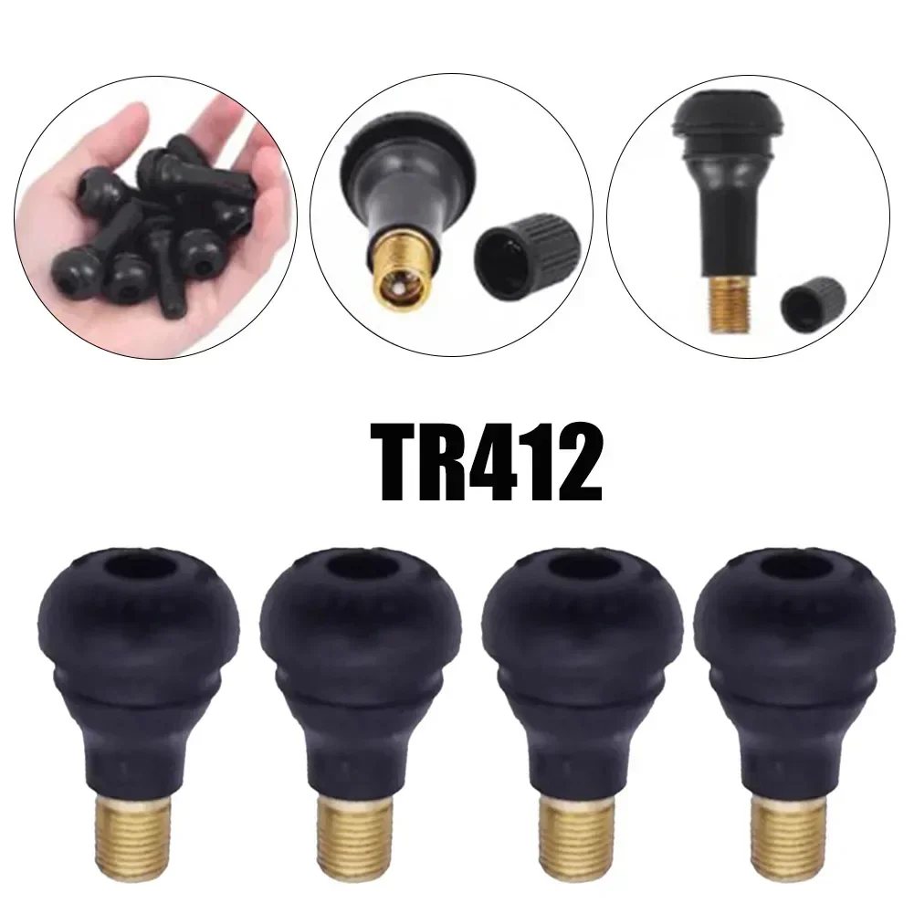 4Pcs TR414 Car Wheel Tyre Tubeless Tire Tyre Valve Universal Snap-in Stems Dust 1Caps Wheels Tires Parts
