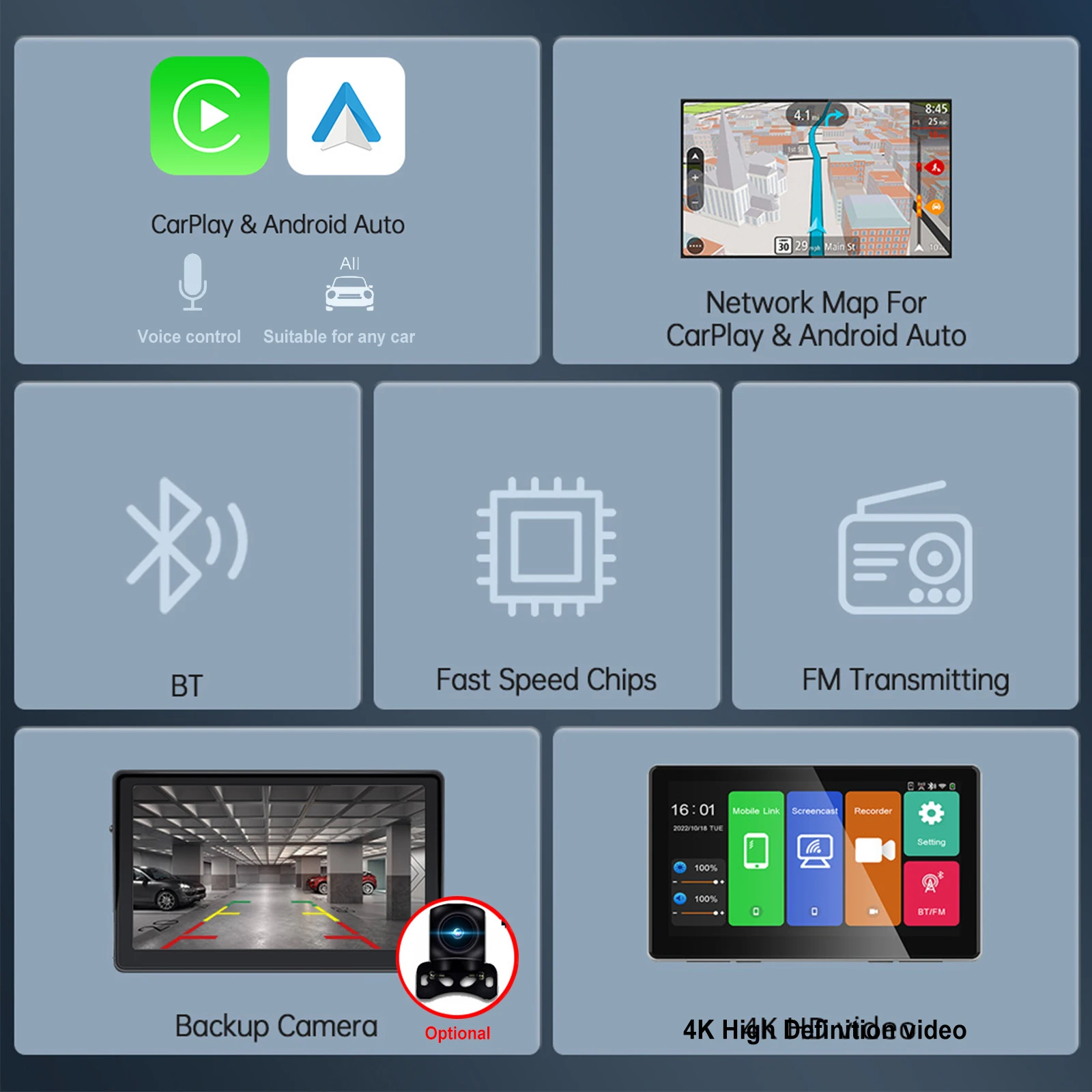 4K  ī÷ Ʈ ũ , ȵ̵ ڵ BT5.0 AUX  FM   ڵ , 7 ġ