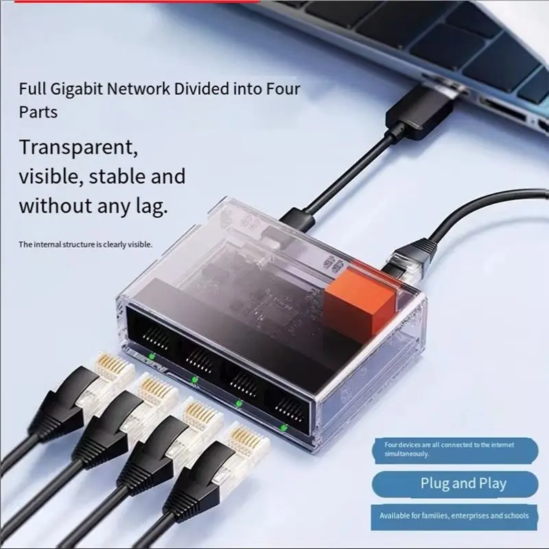 1000Mbps 네트워크 스위치, 라우터 PC용, 풀/하프 듀플렉스 인터넷 분배기, 이더넷 스마트 스위처