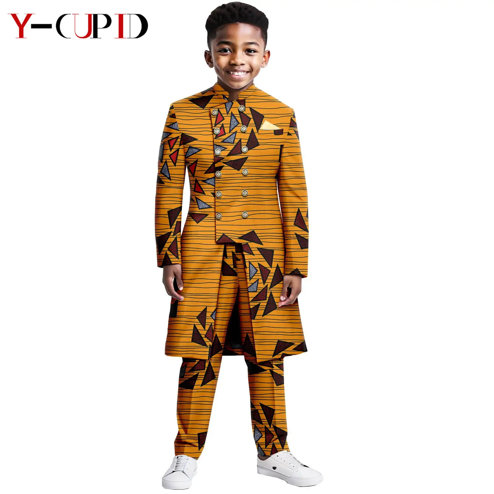 African Clothes for Kids Blazer Dashiki Print Top and Pant Sets Bazin Riche Children Outwear Formal Suits Boys Outfits 2446037