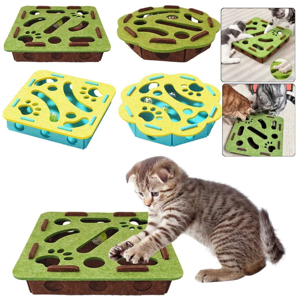 Cat Puzzle Toy Felt Puzzle Box Maze Holes Toys Cat Exercise Toy With Ball Interactive Funny Combination Set Cat Scratching Post Cat Puzzle Toy Felt Puzzle Box Maze Holes Toys Cat Exercise Toy With Ball Interactive Funny Combination Set Cat Scratching Post
