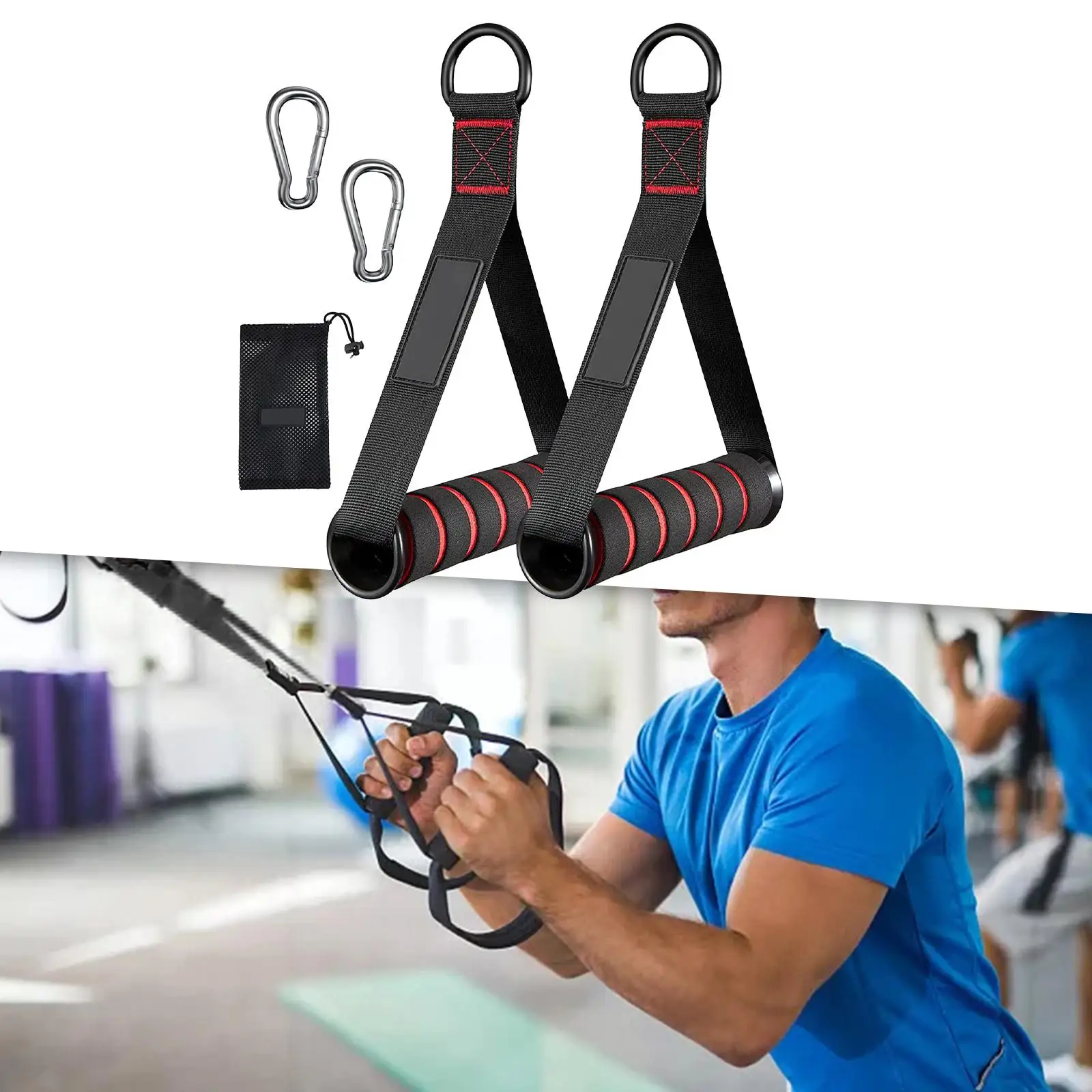 2Pcs Exercise Handles Resistance Band Handle Only Working Out Handles Grip Attachments for Pulley System Home Gym 4