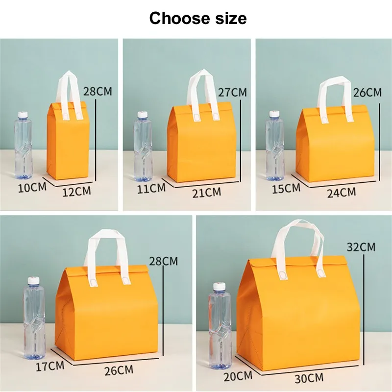 StoBag 10pcs Non-woven Lunch Bags Tote Insulation Portable Fabric Keep Food Warm Cold for Cake Drinks Packaging Delivery Pouch 5