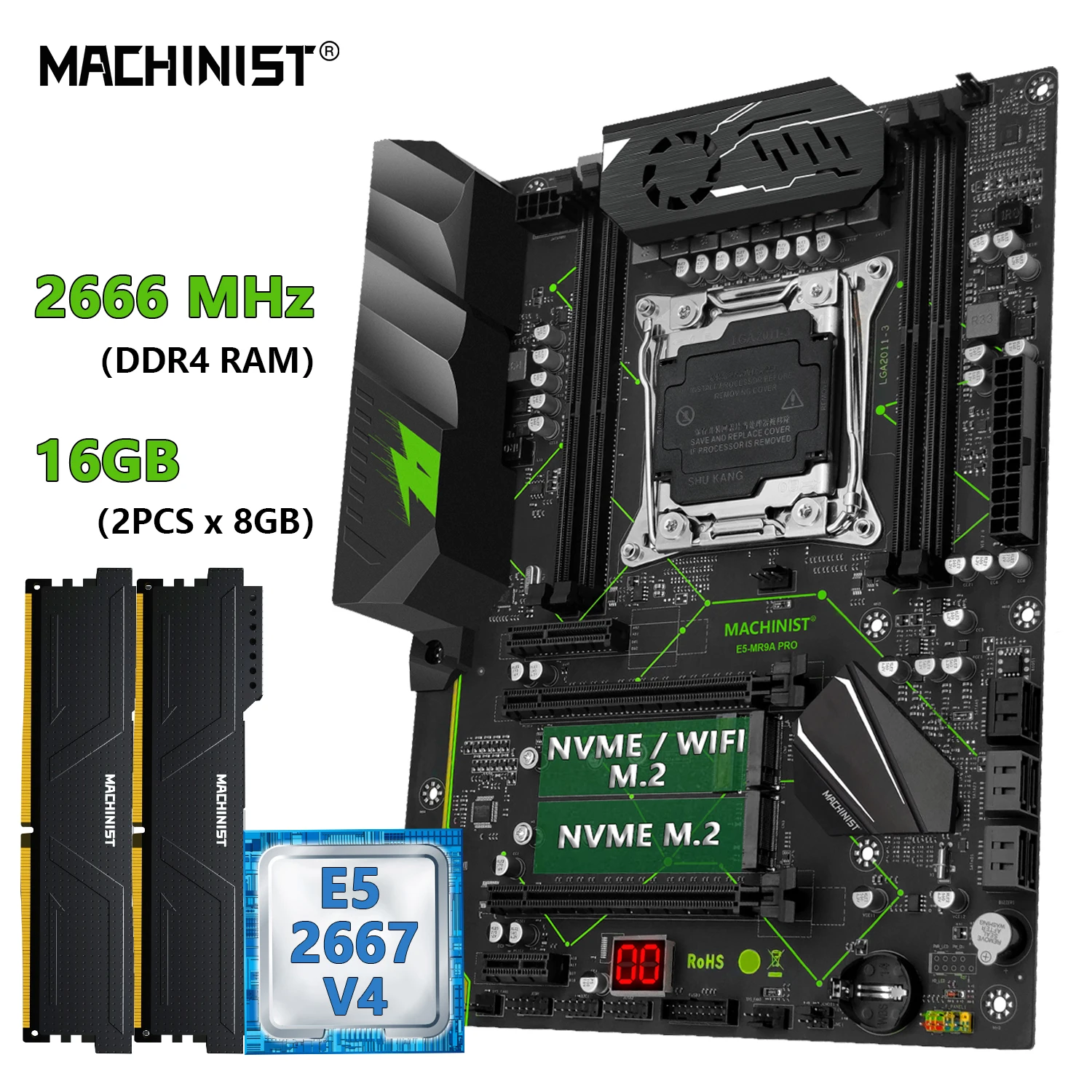 Machinist mr9a pro x99 motherboard set kit lga 2011 3 xeon e5 2667 v4