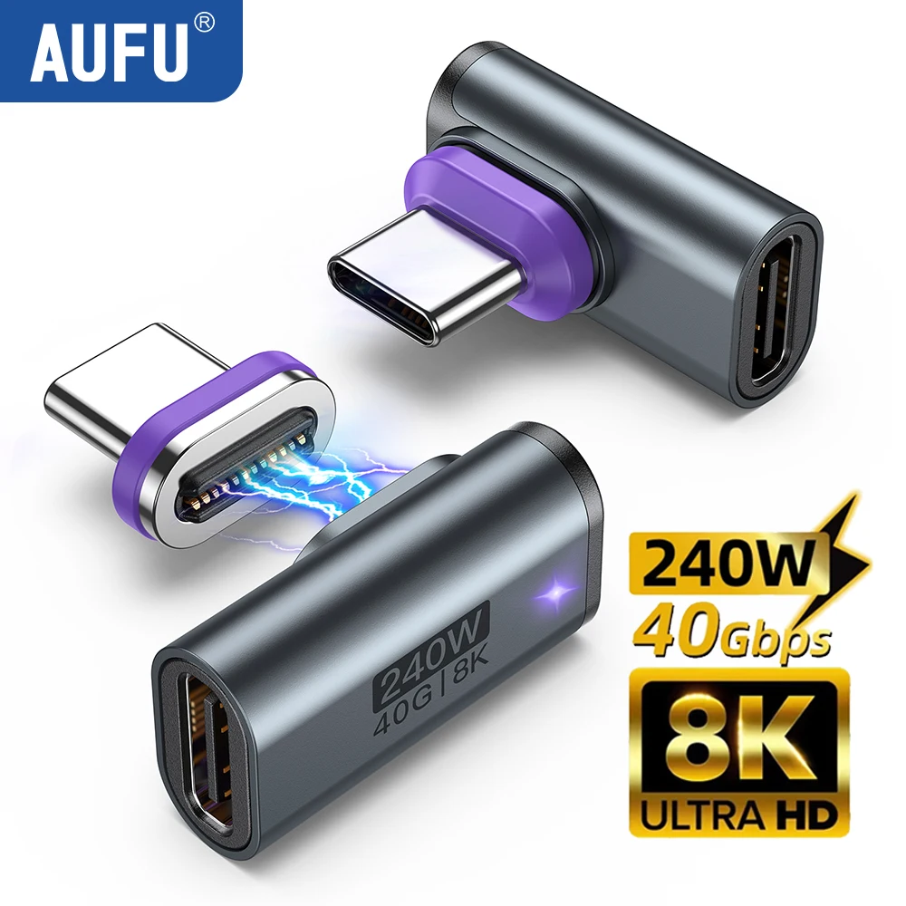 USB4.0 Magnetic Adapter 24Pin 240W USB C To Type C 40Gbp Fast charge USB Female Converter 8K OTG Adapter Thunderbolt3