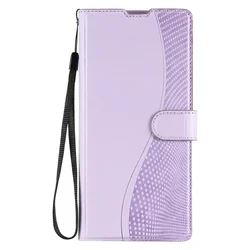 Leather Wallet Flip Cover Case with Magnetic Closure and Shockproof Protection for Reno11 5G (Lavender)