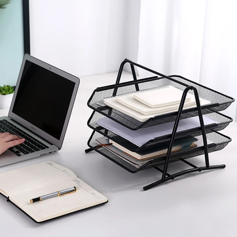 Office A4 Paper Desk Organizer Document File Letter Book Brochure Filling Tray Rack Shelf Carrier Metal Wire Mesh Storage Holder storage racks,desk mail organizer