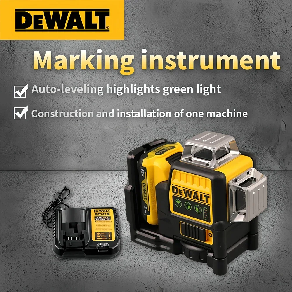 DEWALT 12V Professional Laser Level DW089LG 12 Lines 360 Self-Leveling Horizontal And Vertical Cross Line Construction Tools laser level