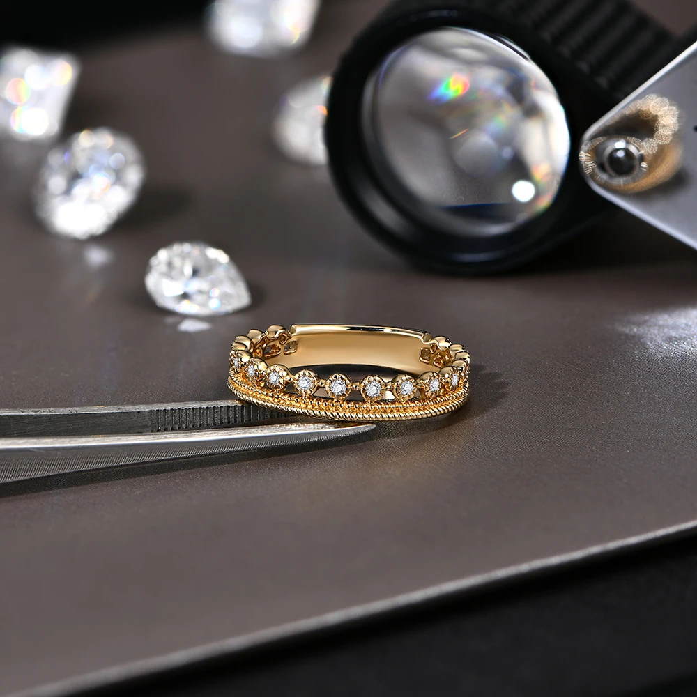 ATTAGEMS D VVS1 Color Solid 10k 14k 18k Au585 Moissanite Diamond Ring for Women White Gold Engegament Wedding Rings Fine Jewelry