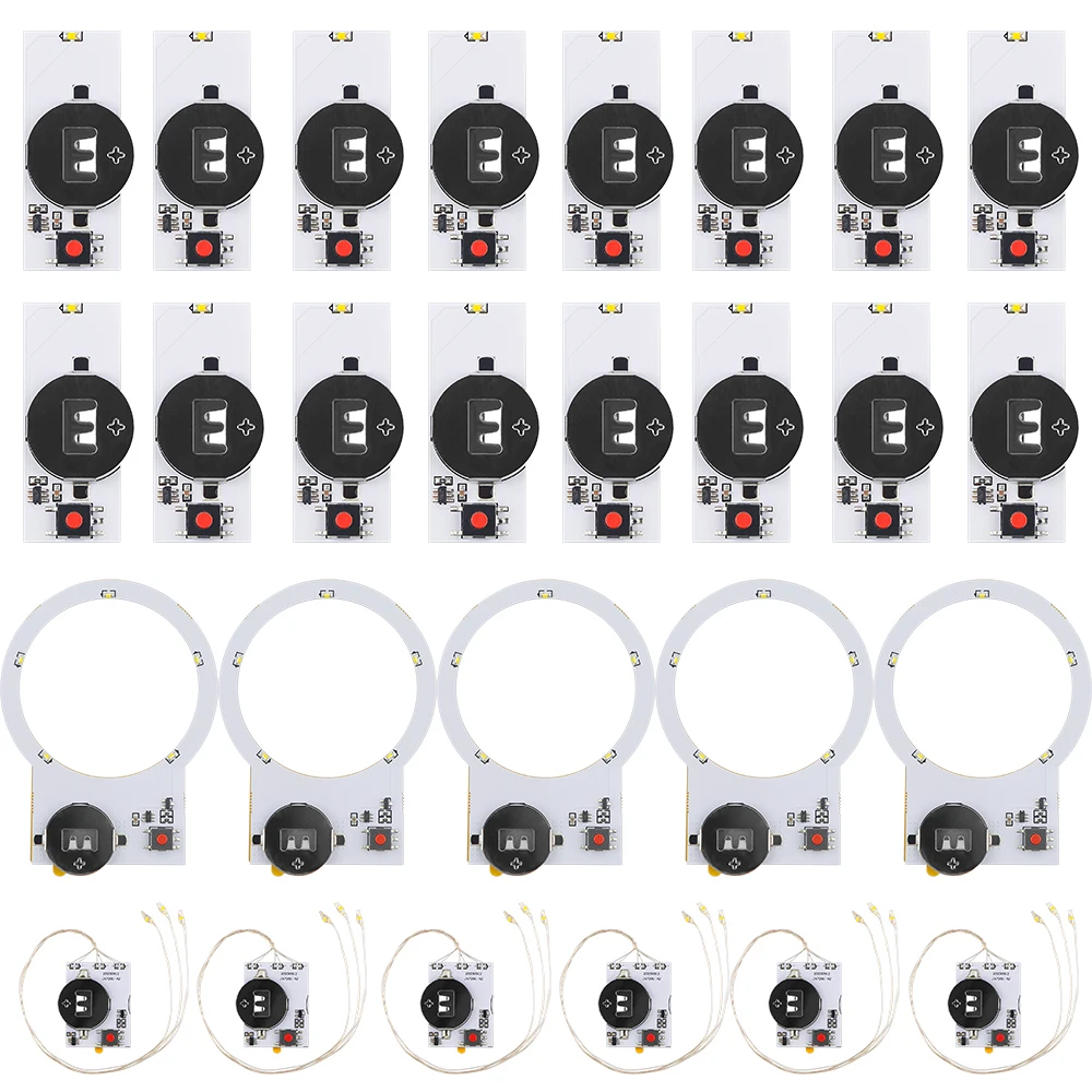 6 Lumières Halo LED Blanc Chaud Autocollantes - Pour Cartes De Noël, Scrapbooking, Déco DIY - Sans Pile Incluse