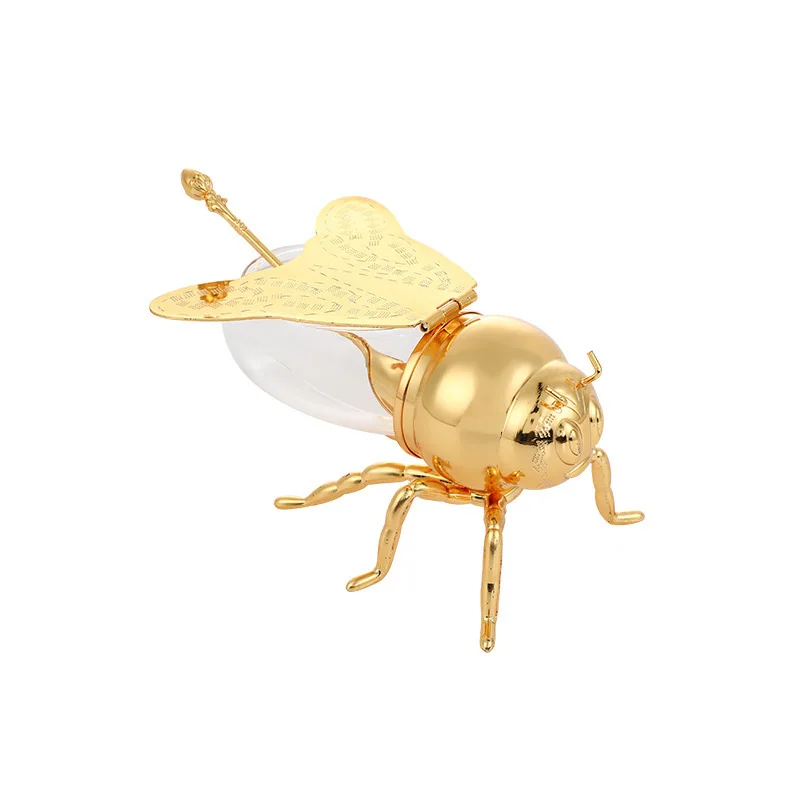 Bee Honey Jar Decorative Bee Shaped Spice Jar Glass Syrup Dispenser Aesthetic Condiments Sugar Bowl Salt Container Tea Golden spice container glass honey jars sugar bowl