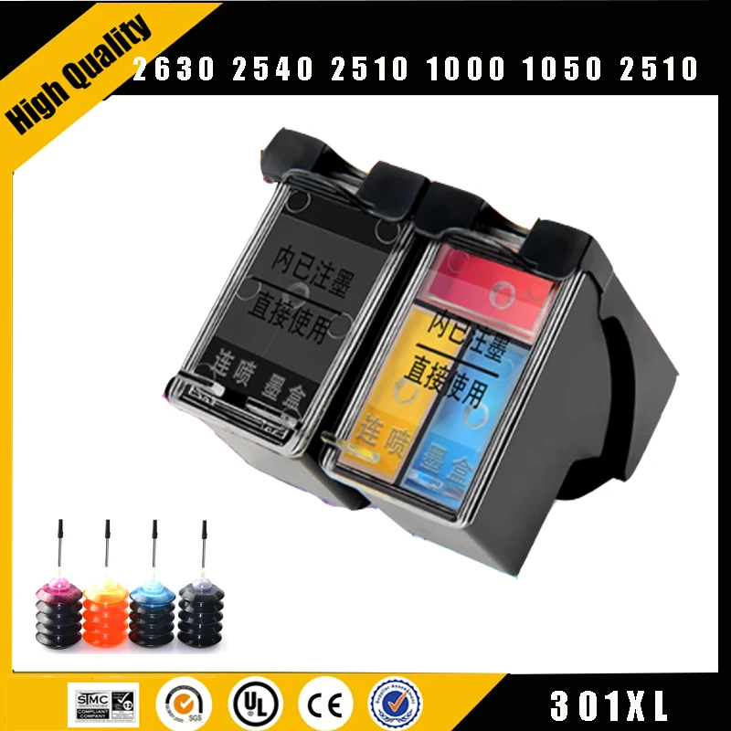 Cartucce Di Inchiostro Ricaricate Xl 301 Per Cartuccia Di Inchiostro Hp 301 301Xl Per Stampante Hp301 Envy 5530 Deskjet 2050 2540 2510 1000 1050