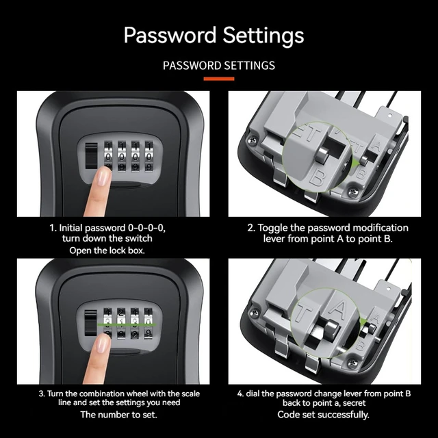 4 Digit Code Box Free Installation Outdoor Password Key Box Extended Locking Hook Steel Wire Hanging Key Storage Waterproof Key 3