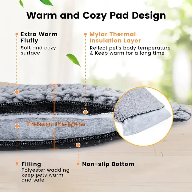 Self-Heating Pet Pad Blanket for Dogs Cats, No Electricity Thermal Mat with Anti-Slip Bottom, Warm Cushion for Puppy Kitten Pets 5