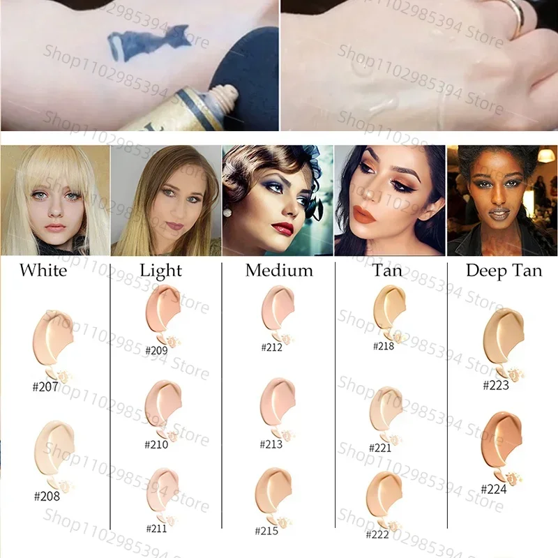 Concealer Cream High Covering Waterproof Hypoallergenic Long-Lasting Concealer Tattoo Covering Makeup Foundation