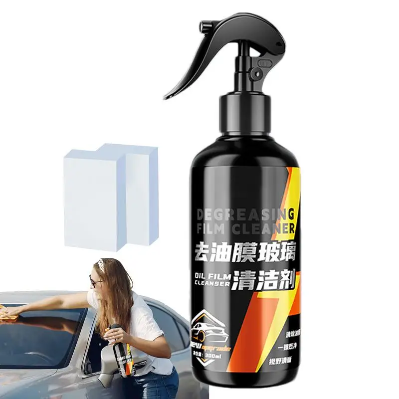 

Car Glass Oil Film Cleaner 300ml Oil Film Emulsion Glass Cleaner Nano Foam Deep Cleaning Cleaner Sponge Included For Auto And