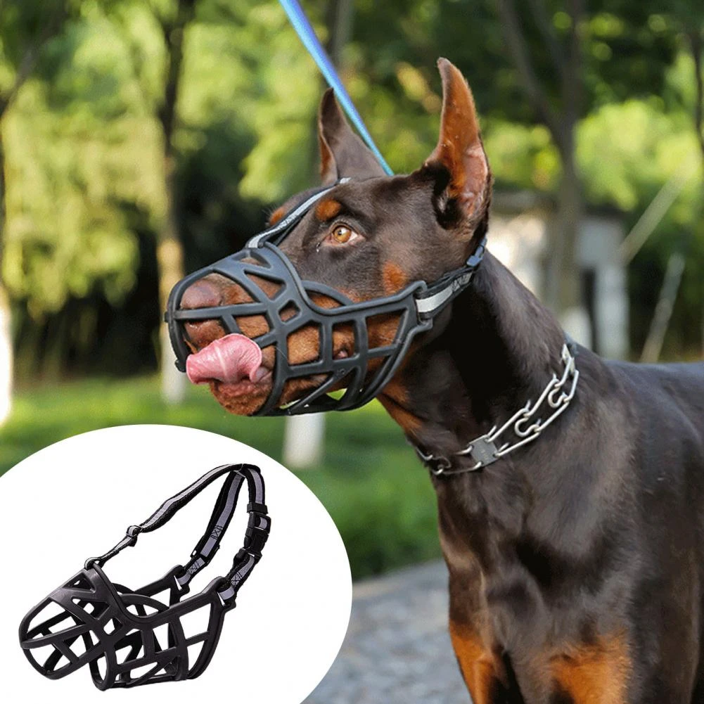 Dog Muzzle Buckle Design Antibite Basket Breathable Hollow Out Pet