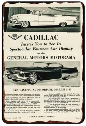 

1955 Cadillac Eldorado Brougham Advertising All Metal Tin Sign 8 x 12