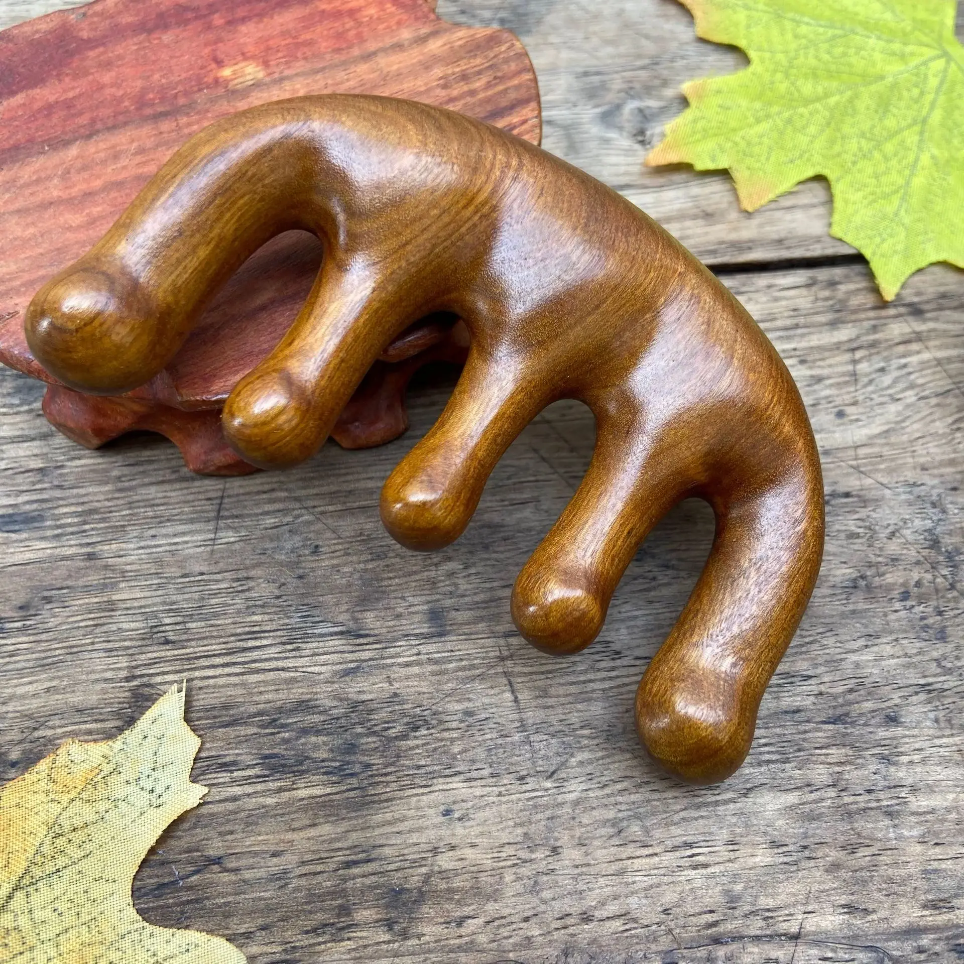 Sandalwood Five-finger Meridian Massage Anti-screw Comb Activity Gym Curly Hair Brush Gift Birth Health Care Tools for Women