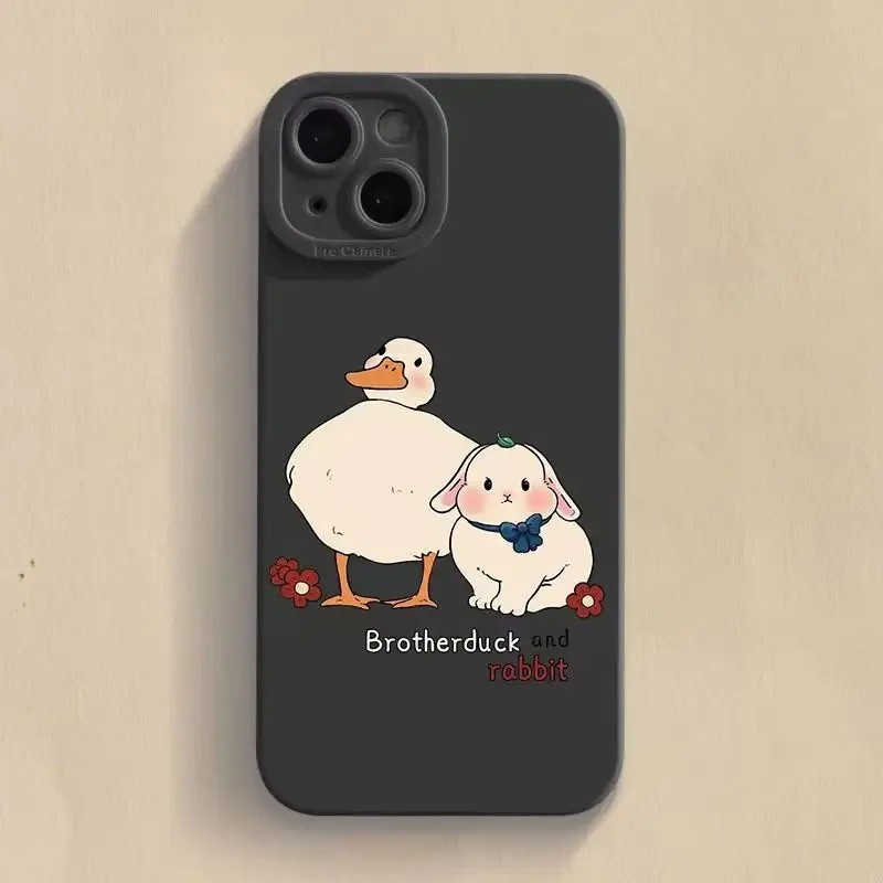 Cartoon Doubt Duck Phone Case For iPhone 16 15 14 13 12 11 Pro Max XS XR X 7 8 Plus Mini SE Soft Shockproof Bumper Back Cover