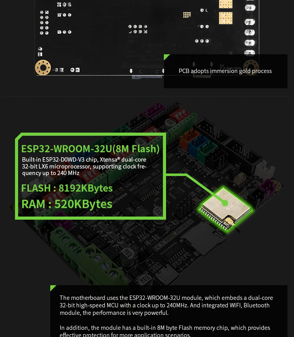 ESP32, MCU, Tela TFT, Função WiFi, Controle WB, Peças Impressora