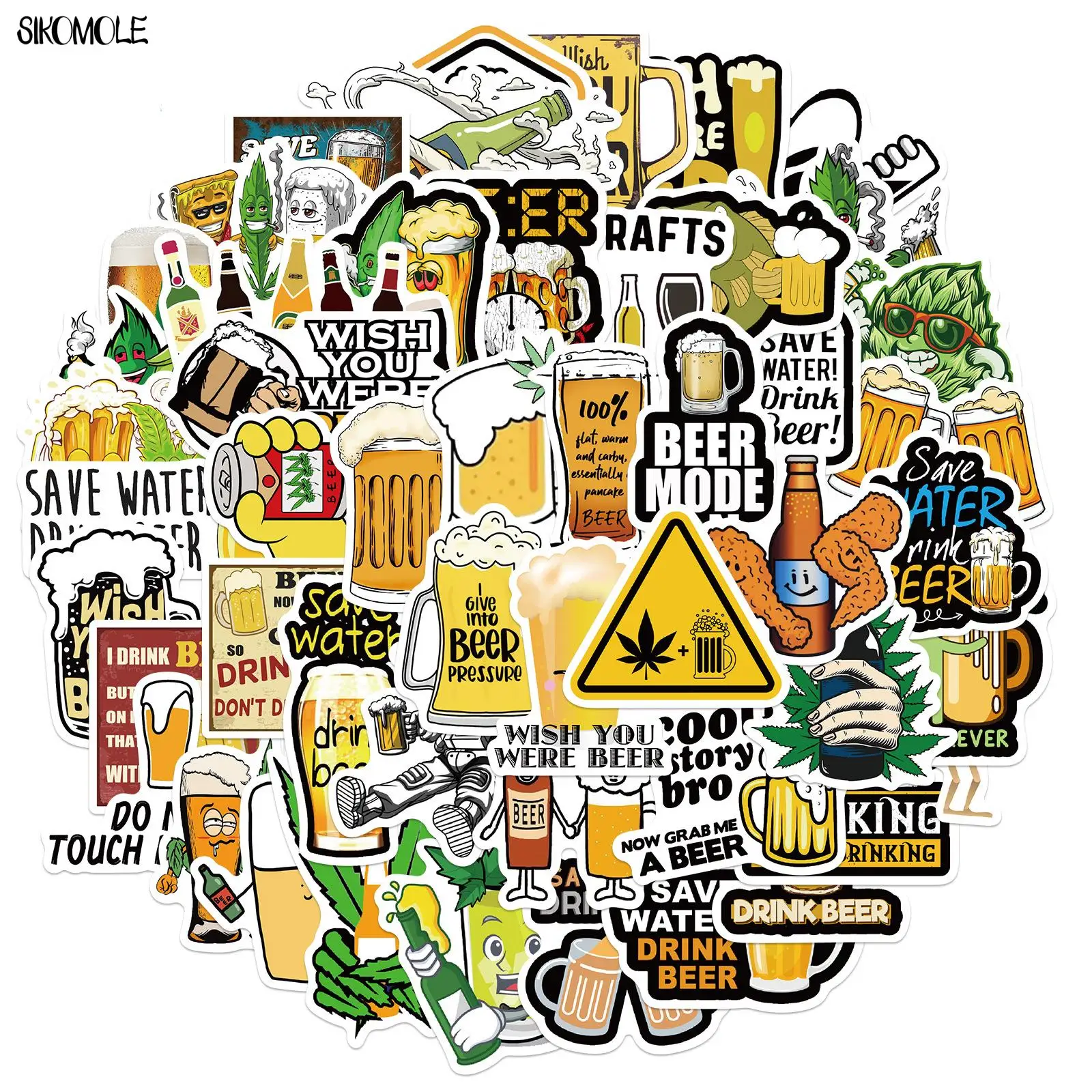 

10/30/50PCS Cartoon Trend Interesting Beer Stickers Yellow DIY Motorcycle Skateboard Notebook Suitcase Graffiti Decal Sticker F5
