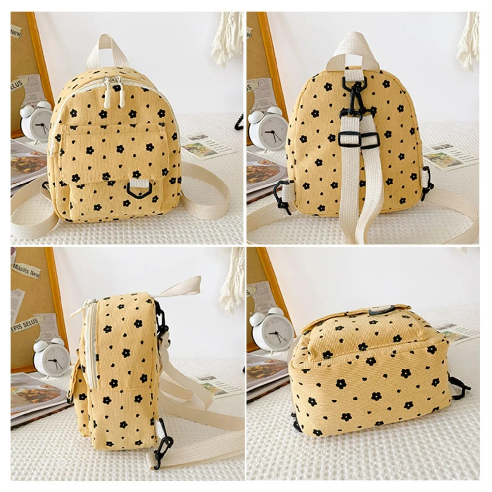 Japanese Cute Flower Corduroy Mini Backpack Large Capacity INS Student Fashion Simple Personalized Travel Backpack