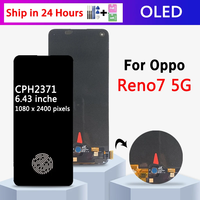 Super AMOLED для Oppo Reno7 5G CPH2371, ЖК-дисплей диагональю 7 5G, ЖК-дисплей с рамкой, детали