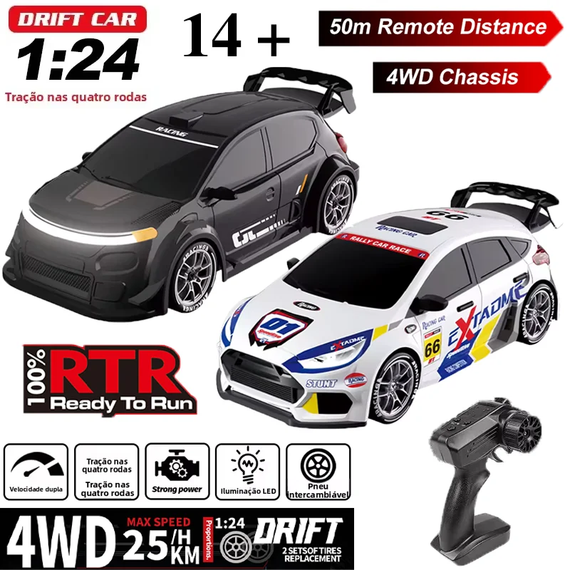 Voiture RC 4x4 Drift 1:24 – Noir ou Blanc – 2 Modes de Vitesse