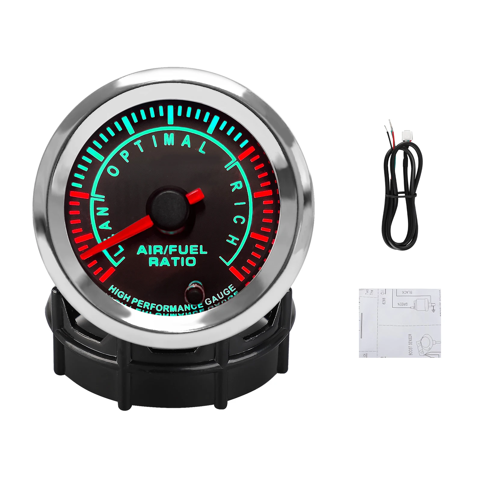 

2'' 52mm 12V Car Air Fuel Ratio Gauge 7 Colors Pointer Narrowband Air Fuel Ratio AFR Meter With Stepper Motor ASB METAL GLASS