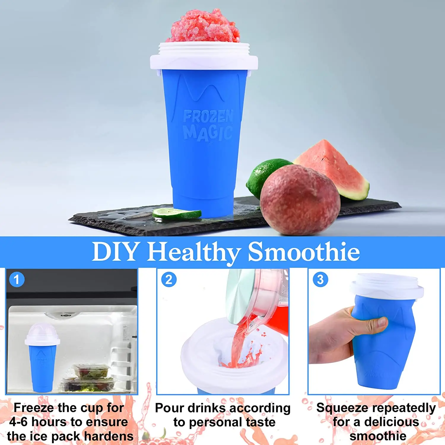 Frozen Magic Slushy Cup Smoothie Cups with Lids and Straws Slushie Maker Cup  Fasting Cooling Make Milkshake Smoothie Freeze Beer - AliExpress