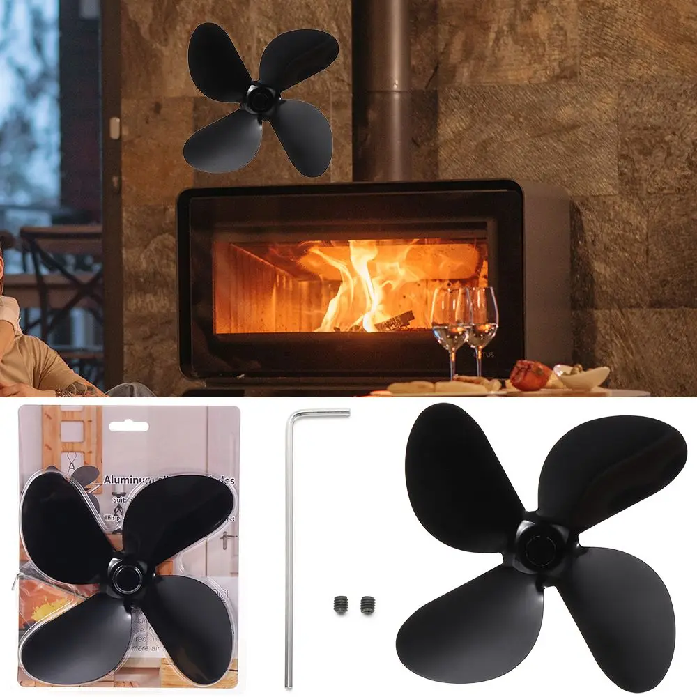 Ecofan-벽난로 부품 4 블레이드 블랙 히트 파워 스토브 탑 팬 목재 버너 로그, 난방 분배