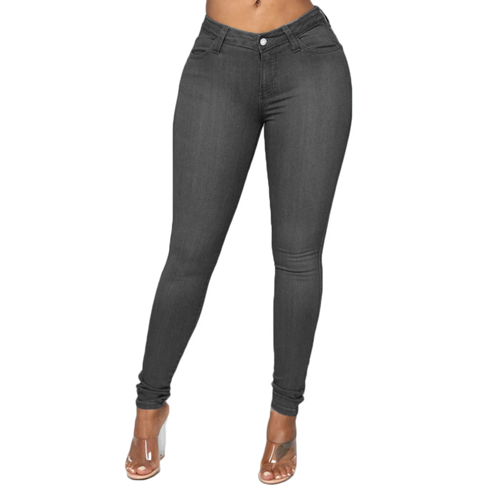 

Stylish Women's Denim Trousers Breathable Denim Pants For Indoor Outdoor High Waisted Elastic Slim Fitting Jeans With Small Feet