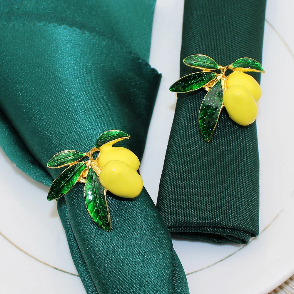 Lemon Napkin Rings Holder 6Pcs for Thanksgiving Christmas Wedding Dinner Holiday Easter Table Decoration HWC100
