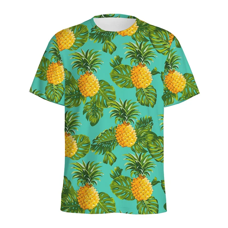

Футболка мужская с 3D-принтом ананаса, цветная с тропическим принтом, с коротким рукавом, для отпуска, гавайский Топ, на лето