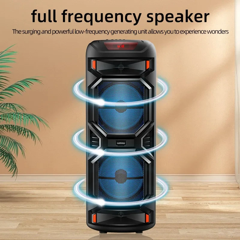 Peak Power 1200W Outdoor Bluetooth Speaker Bluetooth Speaker Outdoor Speakers 8 Inch Double Horn Subwoofer Portable Wireless Column Bass Sound with Mic