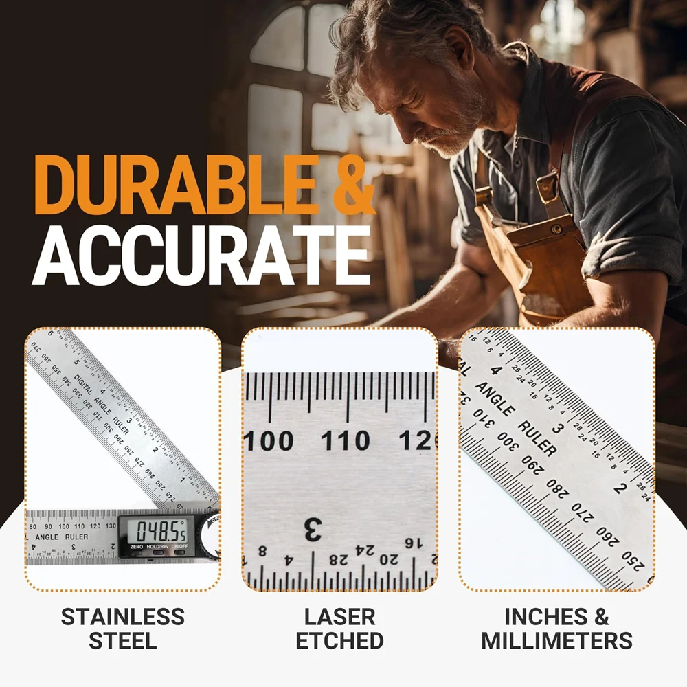 목공 측정 도구에 적합한 2 in 1 디지털 앵글 파인더 눈금자 감지기 스케일 고정밀 다기능 도구
